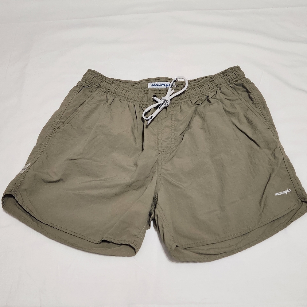 Maamgic Swim Shorts Trunks Drawstring Army Green Men's Summer Beach L